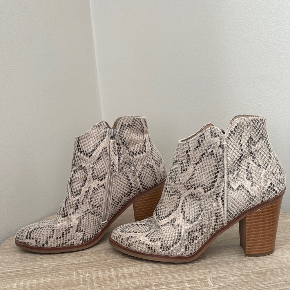 Maurices Beige Snakeskin Ankle Booties